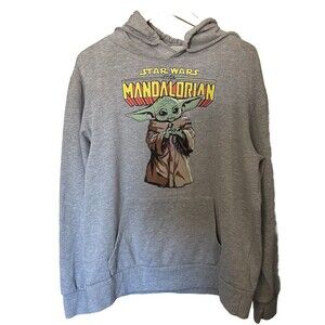 Star Wars The Mandalorian Men’s Medium Gray Grogu Baby Yoda Hoodie